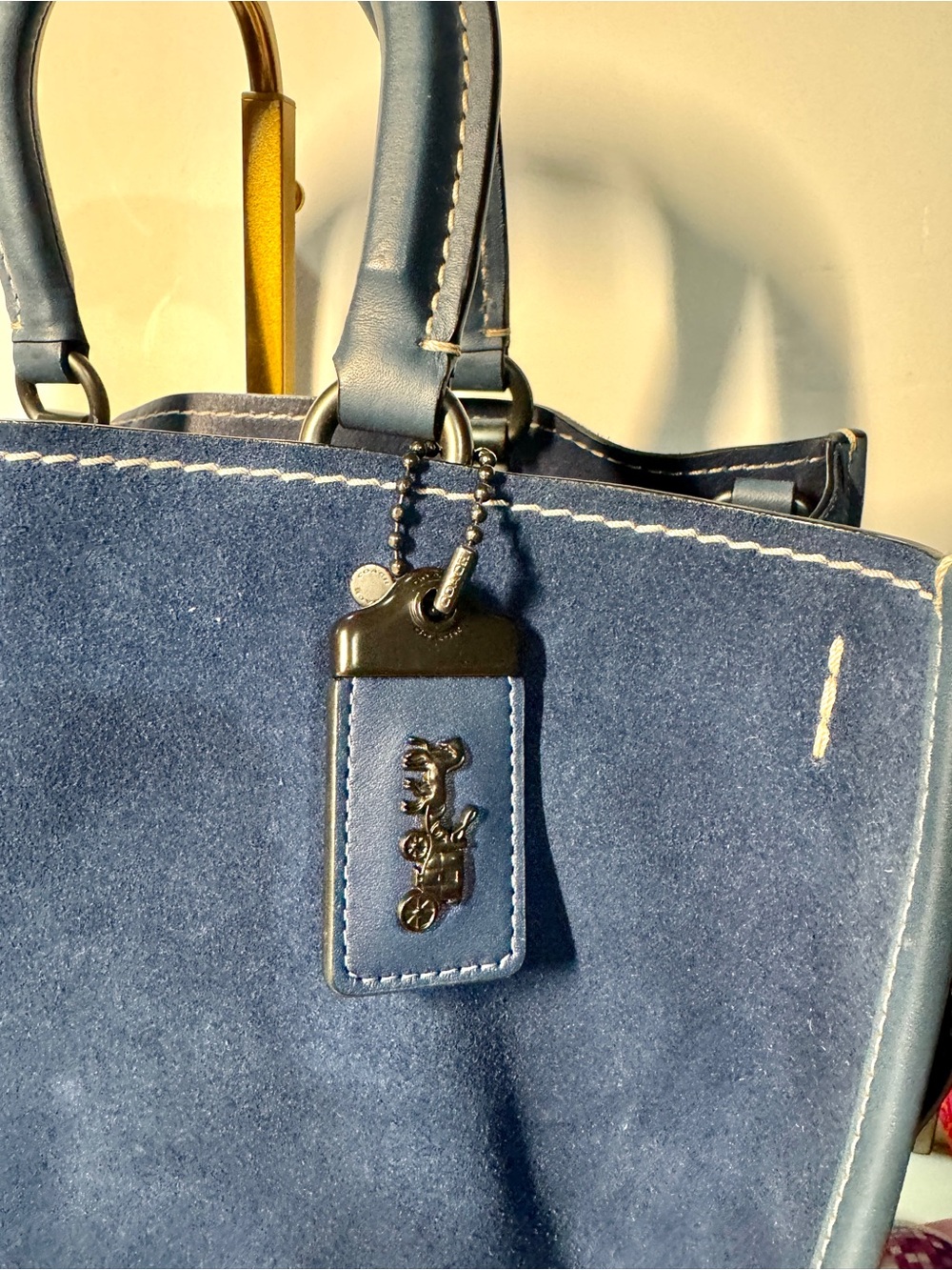 Coach Rogue 30 1941 Navy Blue Suede Satchel with Leather Trim - Picture 11 of 16